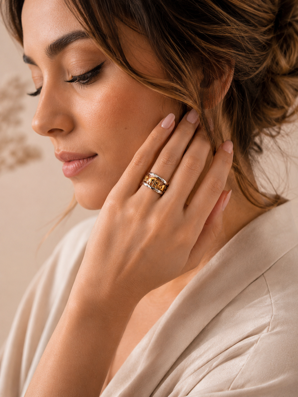 🐘✨Sterling Silver 925 Two-Tone Elephant Band Ring🐘✨