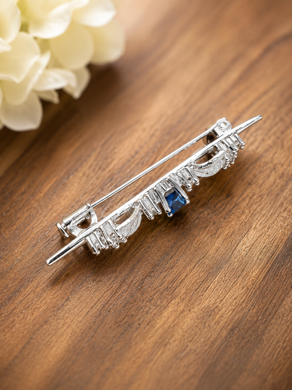 💙 Vintage Sterling Silver 925 Blue Stone Bar Pin Brooch 💙