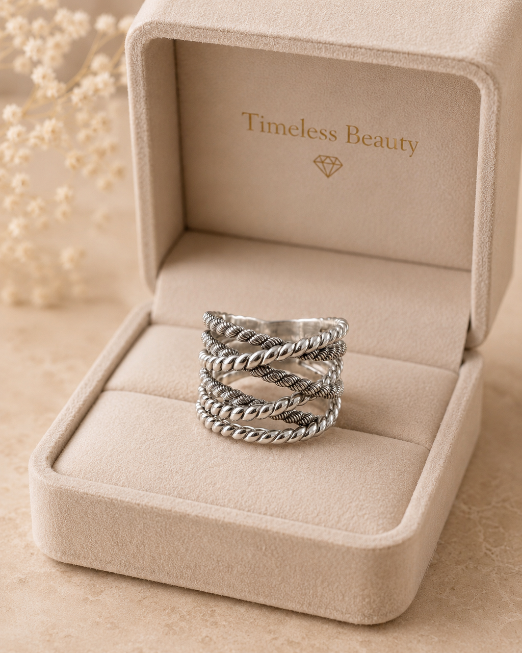 ✨Sterling Silver 925 Crossover Band Ring ✨