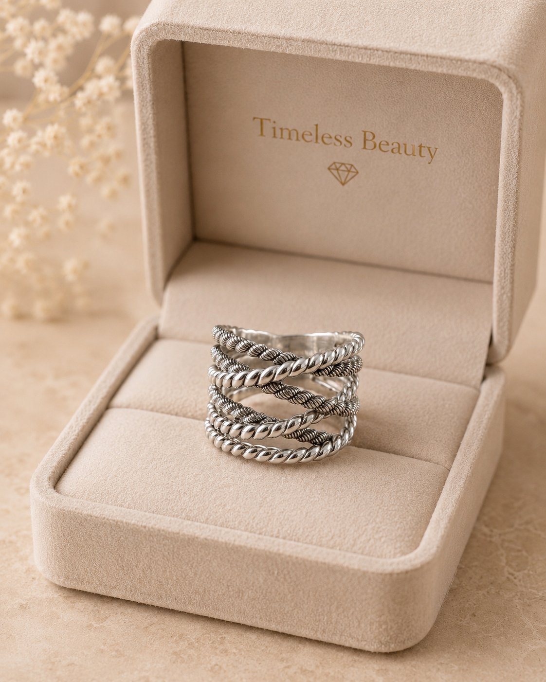 ✨Sterling Silver 925 Crossover Band Ring ✨