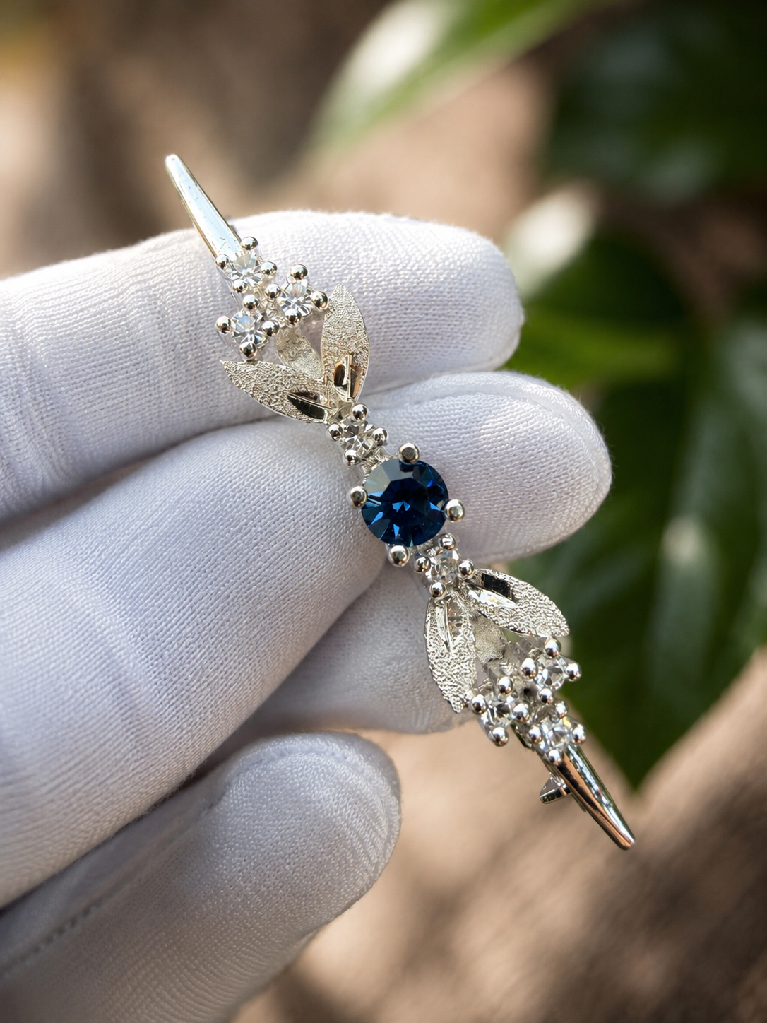 💙 Vintage Sterling Silver 925 Blue Stone Bar Pin Brooch 💙