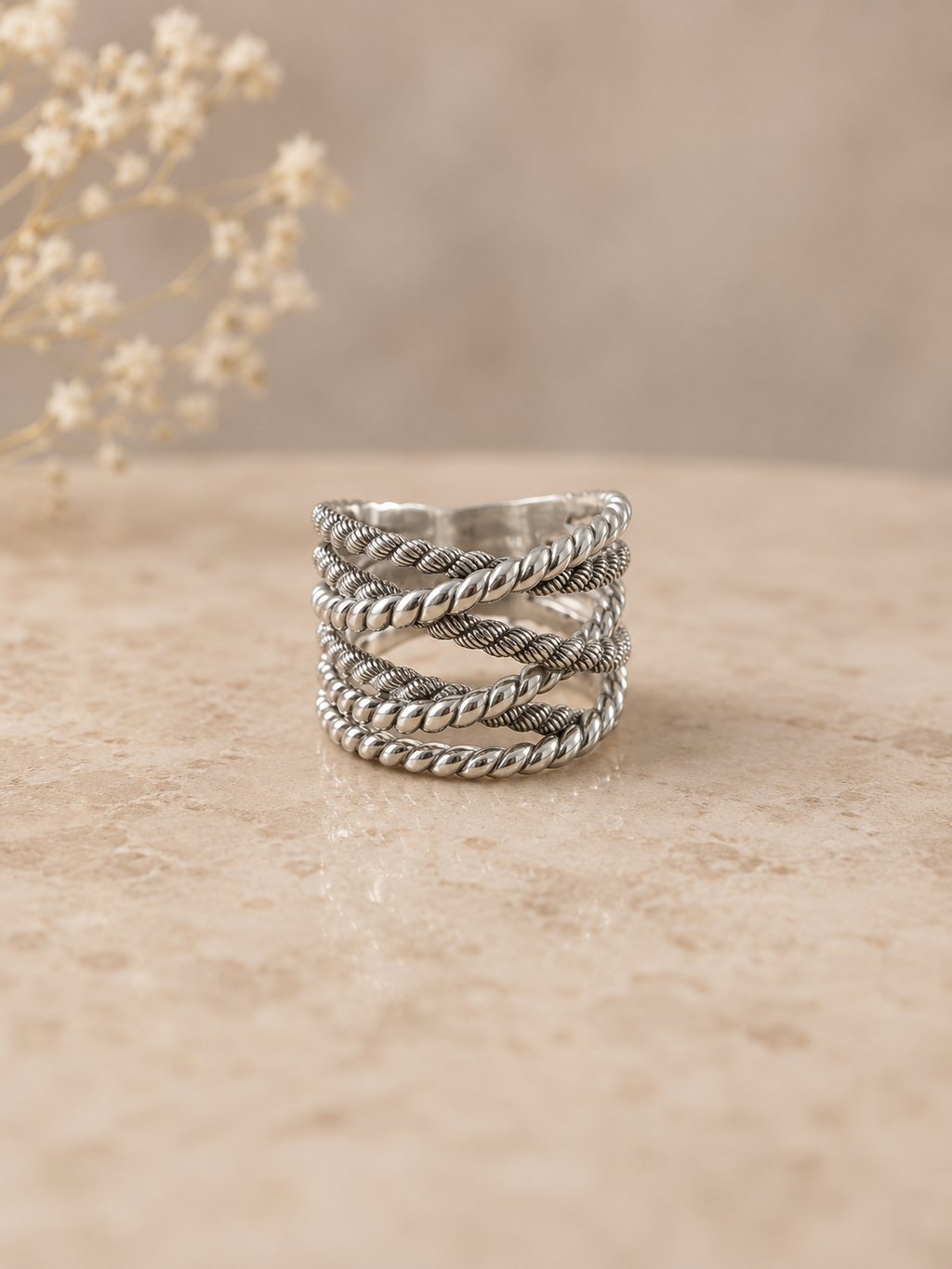 ✨Sterling Silver 925 Crossover Band Ring ✨