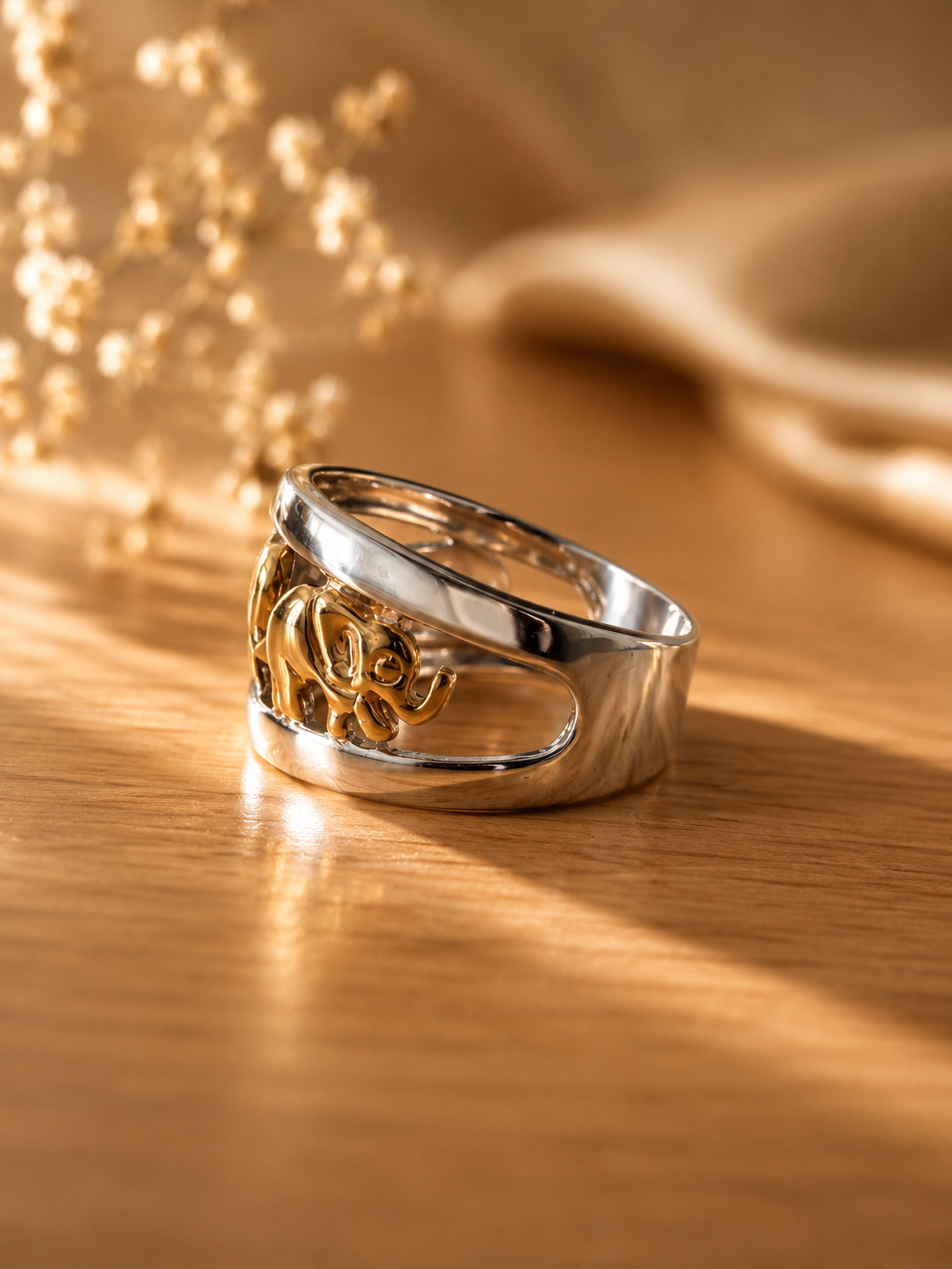 🐘✨Sterling Silver 925 Two-Tone Elephant Band Ring🐘✨