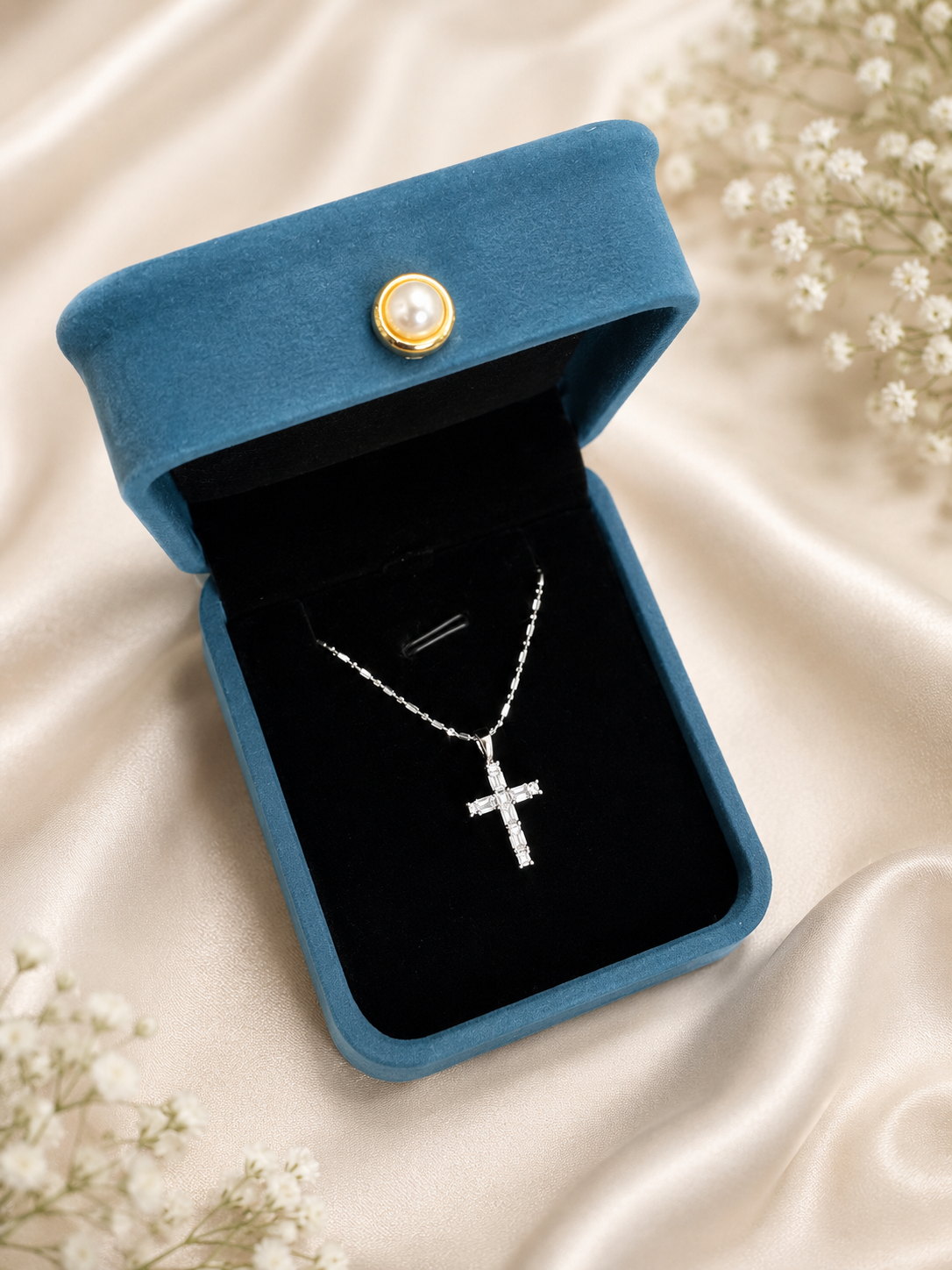 ✨White Gold 14k Diamond Cross Pendant Necklace✨
