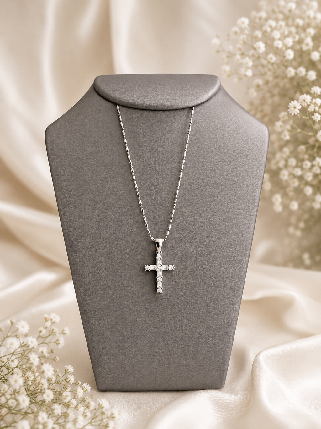 ✨White Gold 14k Diamond Cross Pendant Necklace✨