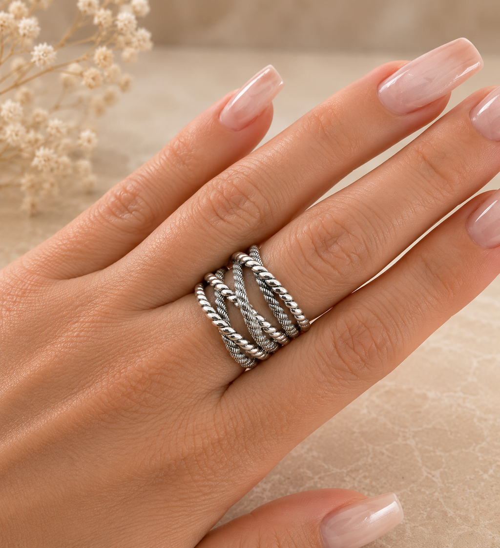 ✨Sterling Silver 925 Crossover Band Ring ✨