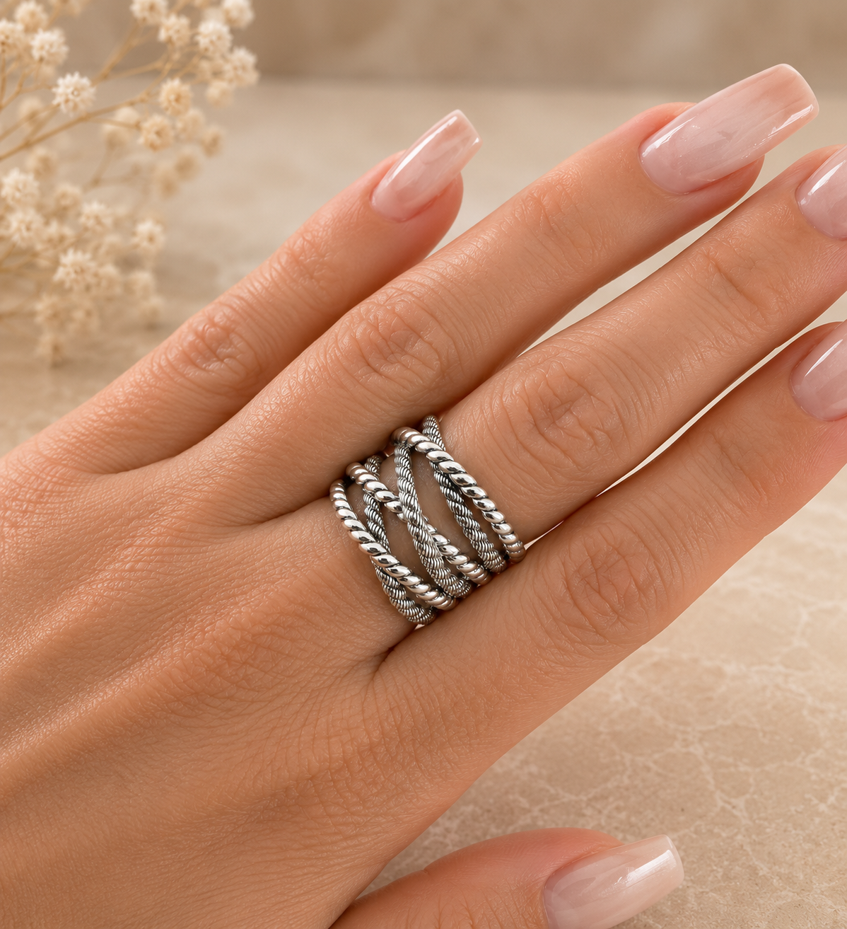 ✨Sterling Silver 925 Crossover Band Ring ✨