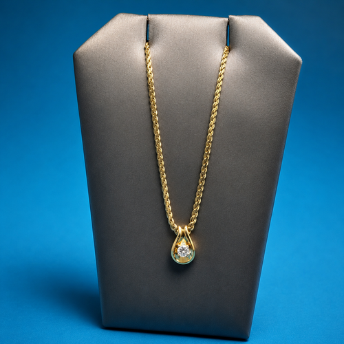 ✨ 14K Gold Serpentine Necklace with 0.25 ct Diamond Pendant ✨