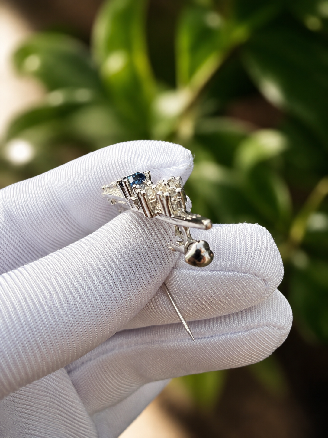 💙 Vintage Sterling Silver 925 Blue Stone Bar Pin Brooch 💙