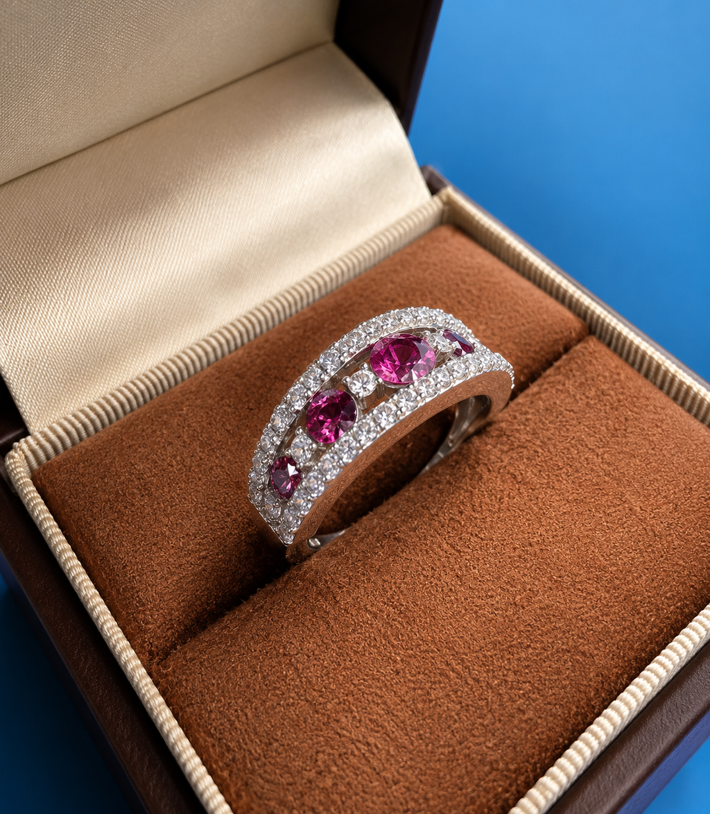💞925 Silver Ring with Natural Pink Tourmaline Gemstone💞