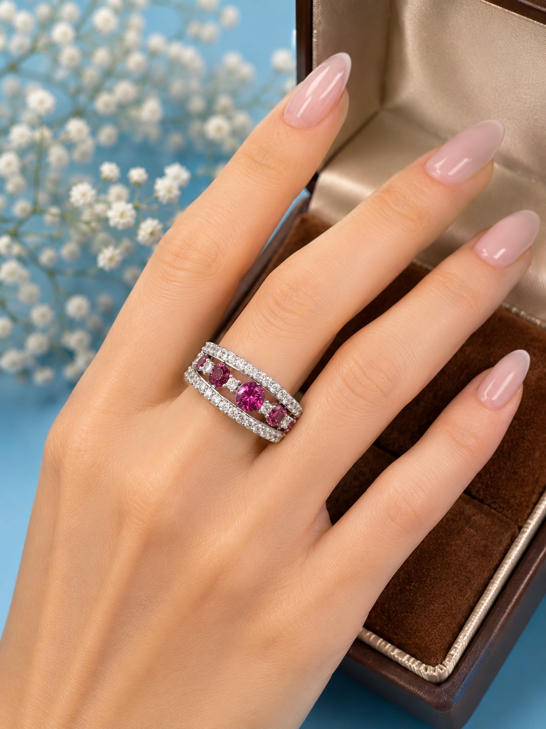 💞925 Silver Ring with Natural Pink Tourmaline Gemstone💞