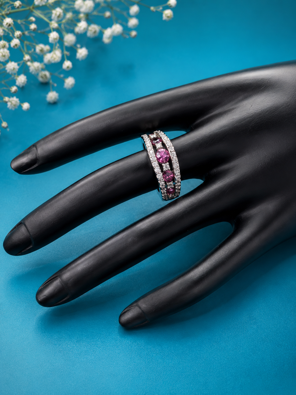 💞925 Silver Ring with Natural Pink Tourmaline Gemstone💞