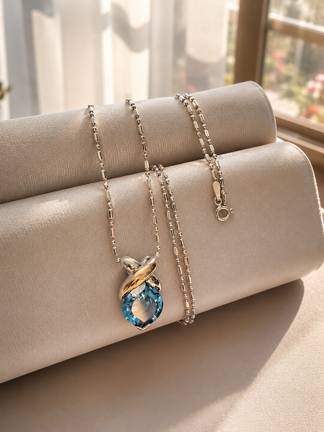 💙Blue Topaz Two-Tone Jewelry Set – Sterling Silver & 18K Yellow Gold💙