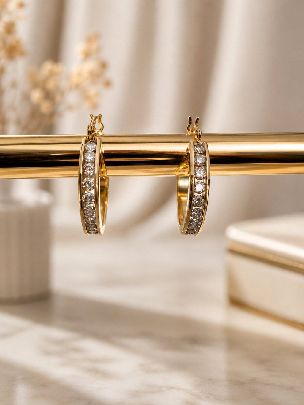✨Diamond Hoop Earrings Channel Set 14k Yellow Gold✨
