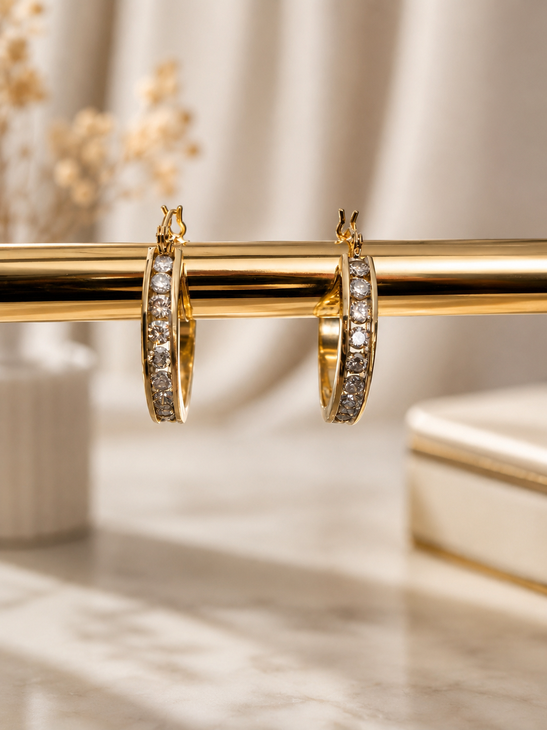 ✨Diamond Hoop Earrings Channel Set 14k Yellow Gold✨