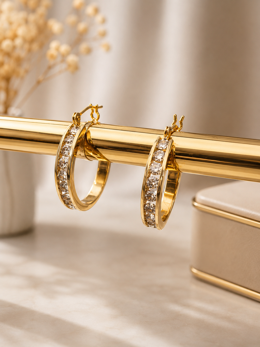 ✨Diamond Hoop Earrings Channel Set 14k Yellow Gold✨