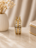 ✨Diamond Hoop Earrings Channel Set 14k Yellow Gold✨