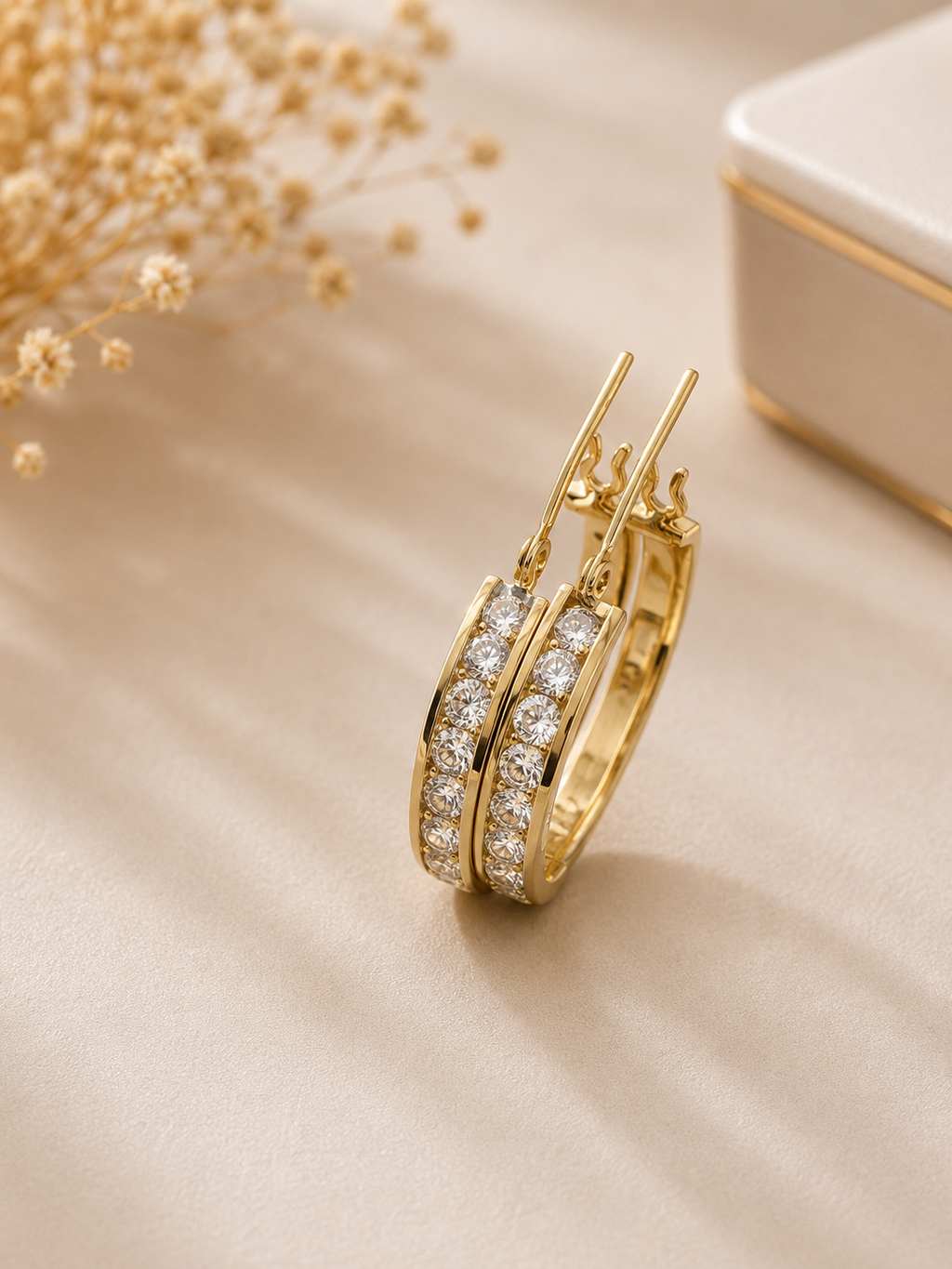 ✨Diamond Hoop Earrings Channel Set 14k Yellow Gold✨