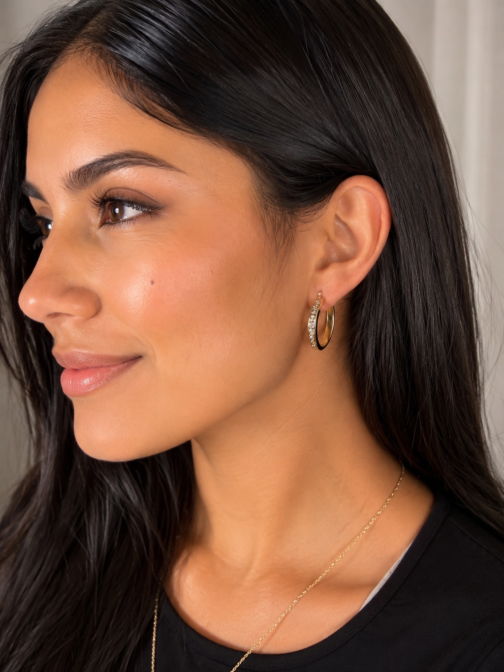 ✨Diamond Hoop Earrings Channel Set 14k Yellow Gold✨