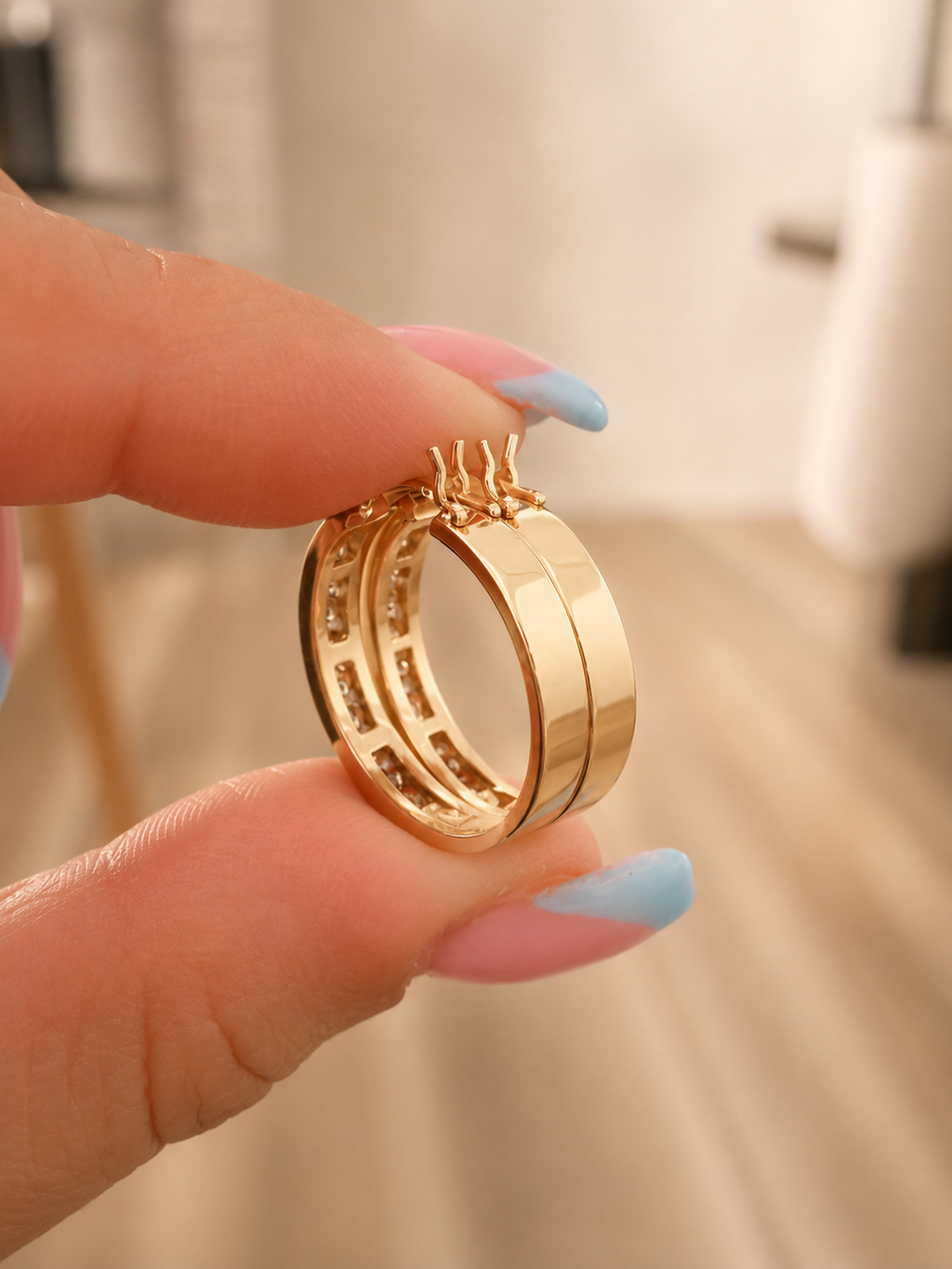 ✨Diamond Hoop Earrings Channel Set 14k Yellow Gold✨