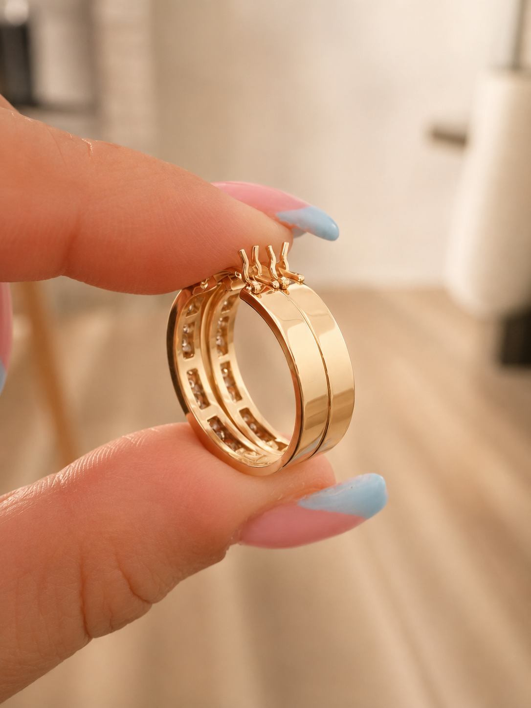 ✨Diamond Hoop Earrings Channel Set 14k Yellow Gold✨