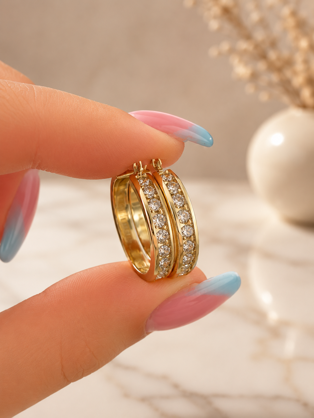 ✨Diamond Hoop Earrings Channel Set 14k Yellow Gold✨
