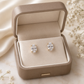 ✨ 10K Gold Oval White Zircon Stud Earrings ✨