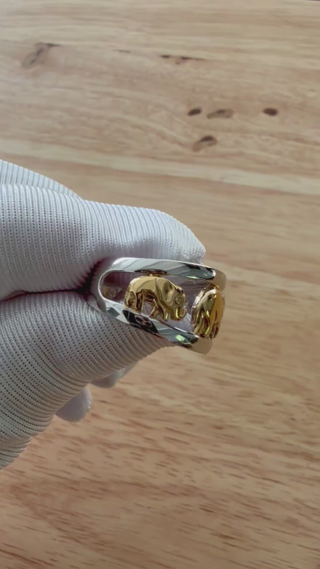🐘✨Sterling Silver 925 Two-Tone Elephant Band Ring🐘✨